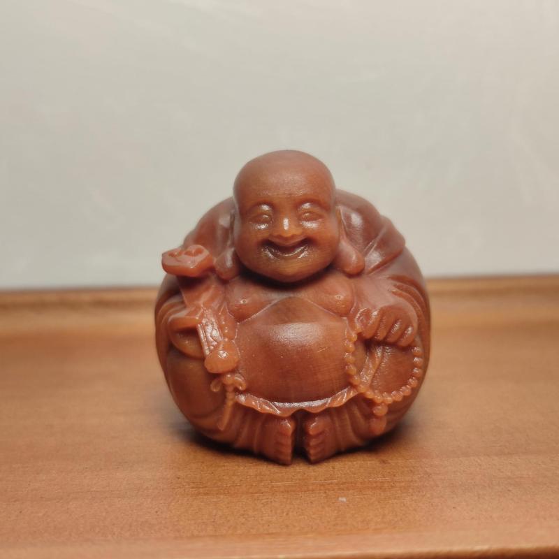 置物 布袋様 弥勒仏 笑顔 円満 ふくよか 太行崖柏 熟成無垢材 木彫り 手彫り 開運 縁起物 商売繁盛 手持ち飾り 掌玩物 工芸品 インテリア飾り 新中華風