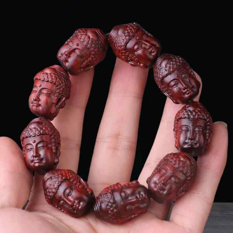 数珠 小葉紫檀 25mm 大玉 一念之間 仏魔デザイン 一重巻き ブレスレット 腕輪 念珠 カーアクセサリー 車内装飾 コレクション 厄除け 開運 お守り