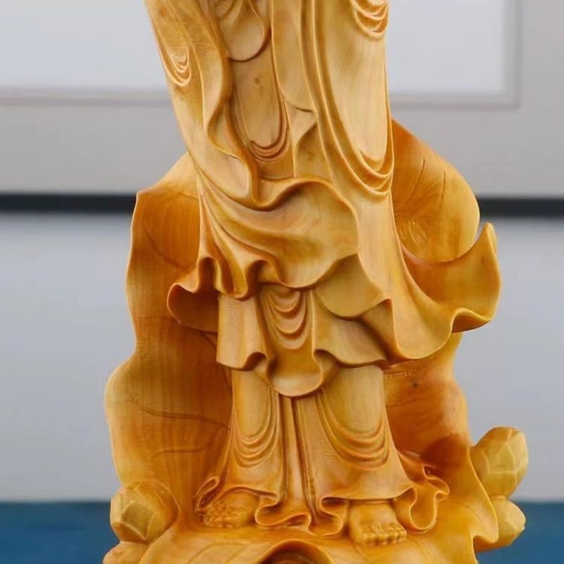 置物 崖柏 子宝観音像 子授け 安産祈願 木製 木彫り 縁起物 開運グッズ 玄関 リビング インテリア 家庭用