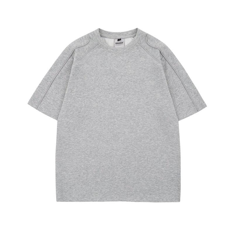 Tシャツ メンズ 綿混素材 通気性 厚手 ヘビーウェイト ゆったり ルーズフィット オーバーサイズ 半袖 スポーツ カジュアル ストリートカジュアル アメカジ 再構築デザイン 切り替え トップス