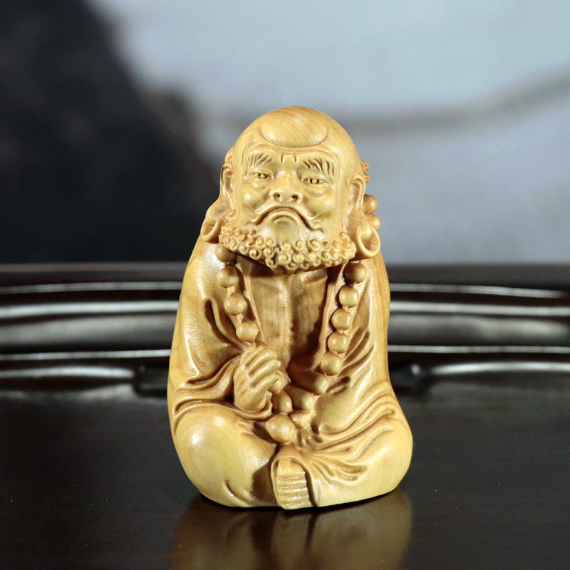 木彫り メンズ 黄楊木 達磨大師 仏像 置物 中華風 手工芸品 手のひらサイズ 縁起物 デスク飾り オブジェ 厄除け 開運 お守り 書斎 インテリア 雑貨 仏教美術 5,005円