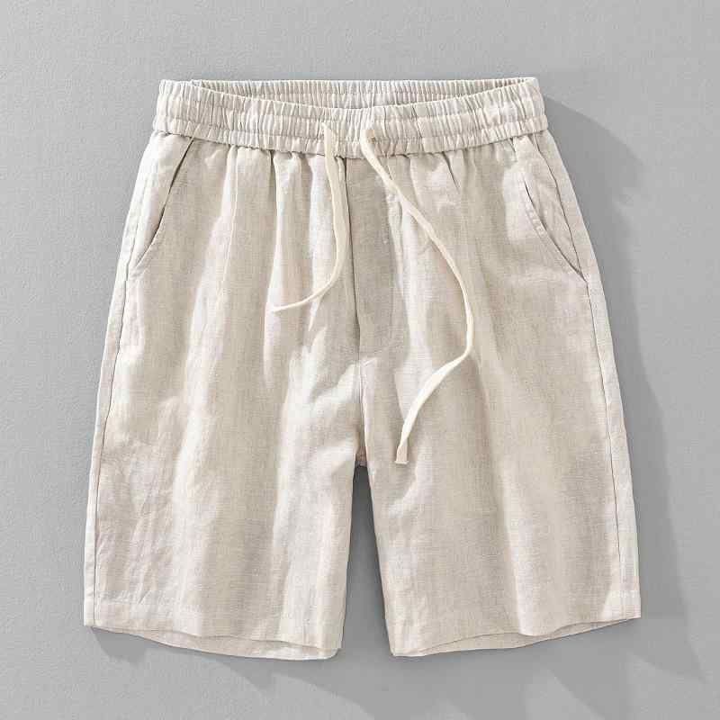 ハーフパンツ メンズ 接触冷感 吸汗速乾 麻 亜麻 コットンリネン 5分丈 調整紐 無地 カジュアル ゆったり ボトムス アウトドア 海 旅行 春夏｜モズラボ