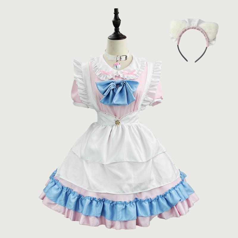 メイド服 レディース 大きいサイズ かわいい ハロウィン コスプレ アニメ キャラクター 衣装 S-5XL対応 ポリエステル製 仮装 イベント コスチューム