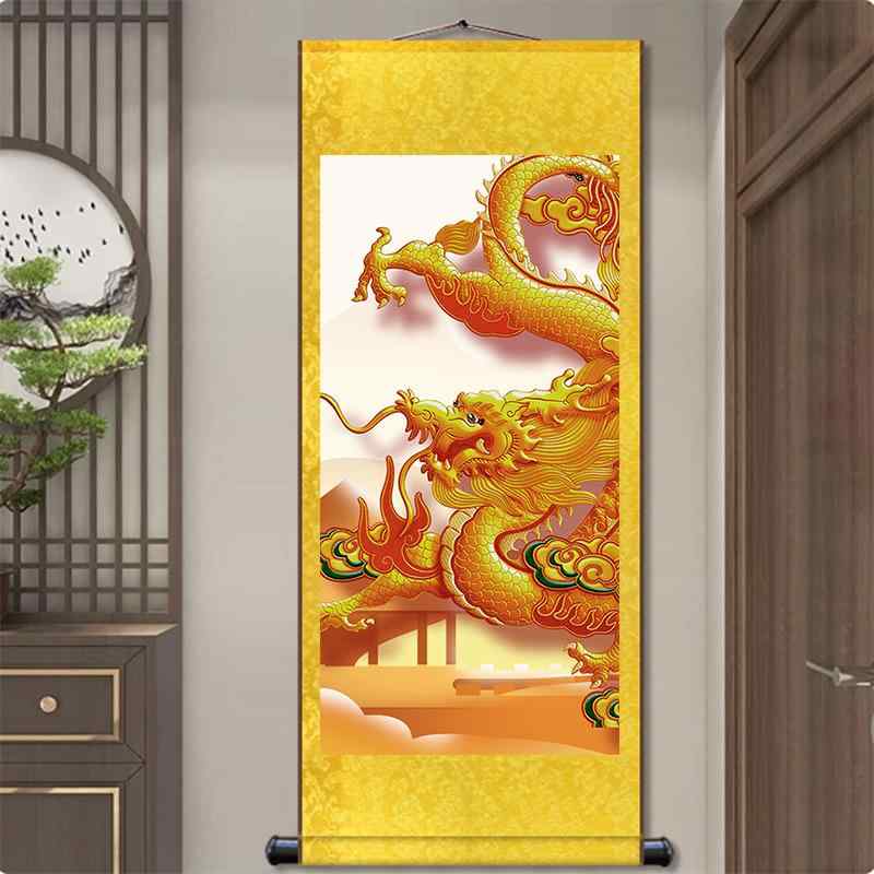 楽天市場】掛け軸 新中華風 モダン 古典 家和万事興 山水画 シルク 手