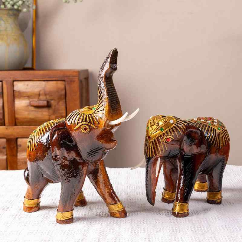 楽天市場】置物 タイ輸入 木製 象 神様 リビング デスク インテリア
