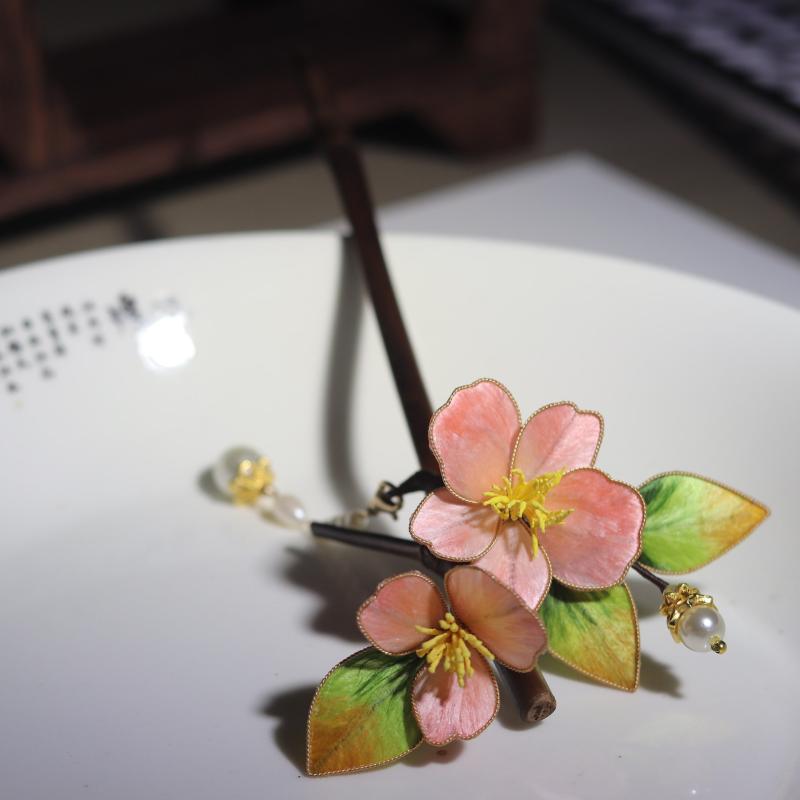 かんざし レディース パール 絨花 フィリグリー 花柄 タッセル 伝統工芸 シルク 古風 和装 漢服 チャイナドレス 髪飾り ブローチ ヘアクリップ