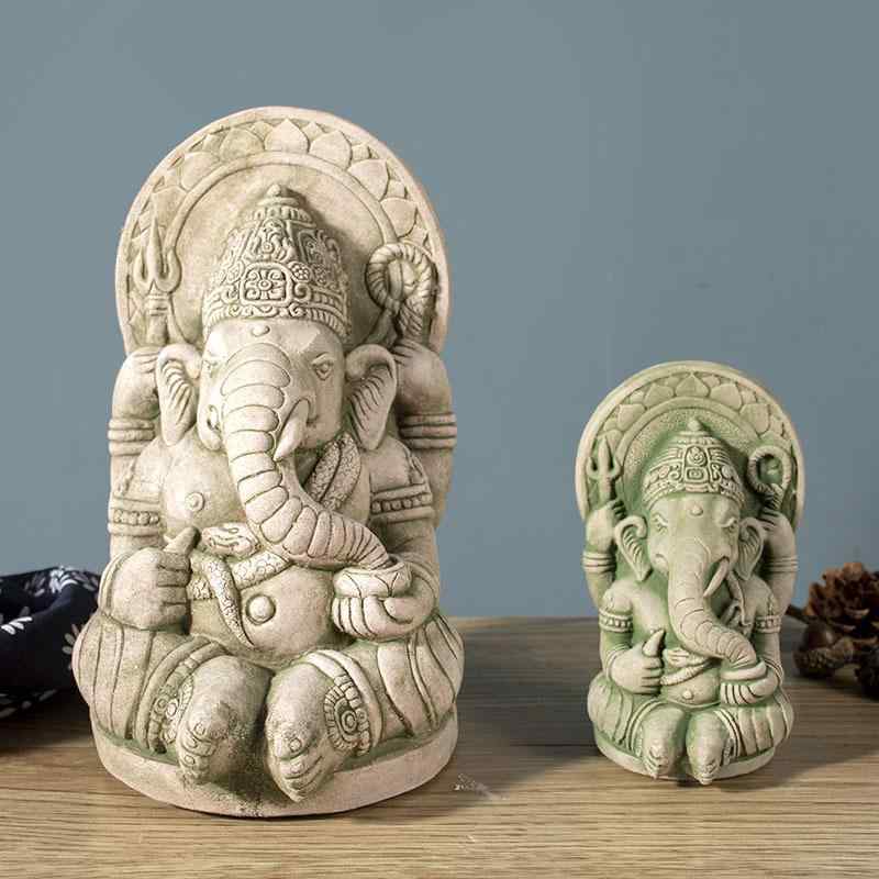 置物 東南アジア風 ガネーシャ 象神 タイ工芸品 砂彫り オブジェ 開運 厄除け 縁起物 インテリア アジアン雑貨 エスニック 装飾品