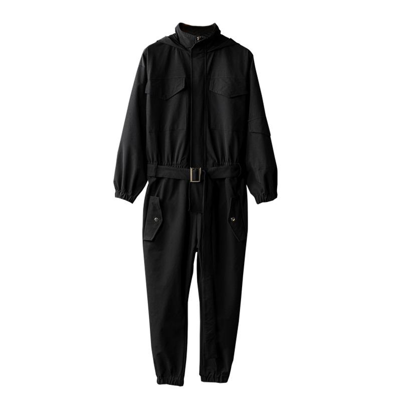 オールインワン メンズ ストレッチ フード付き ヒップホップ ストリートダンス ジョガーパンツ テーパードシルエット 竹繊維素材 イージーケア カジュアル 春夏