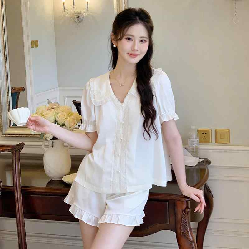 お部屋お召しもの レディース 春夏 薄っぺら ポリエステル 好いたらしい 伸び伸びする 繻子 フレンチ表現スタイル 公方風 半袖 遊撃手ズボン下 2点仕掛ける お部屋着 パジャマ おうち第四次元 ゆったり 心地よい