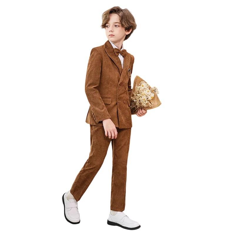 キッズ 男の子 フォーマルスーツ ブラウン かっこいい 英国風 上質 セットアップ 誕生日 発表会 結婚式 入学式 卒園式 七五三 セレモニー 記念写真｜モズラボ
