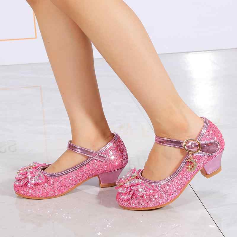 パンプス キッズ 女の子 子供 滑り止め ラインストーン リボン ヒール プリンセス ドレスシューズ フォーマル 発表会 結婚式 入学式 卒園式 卒業式 フェイクレザー 合皮 キラキラ 春夏画像