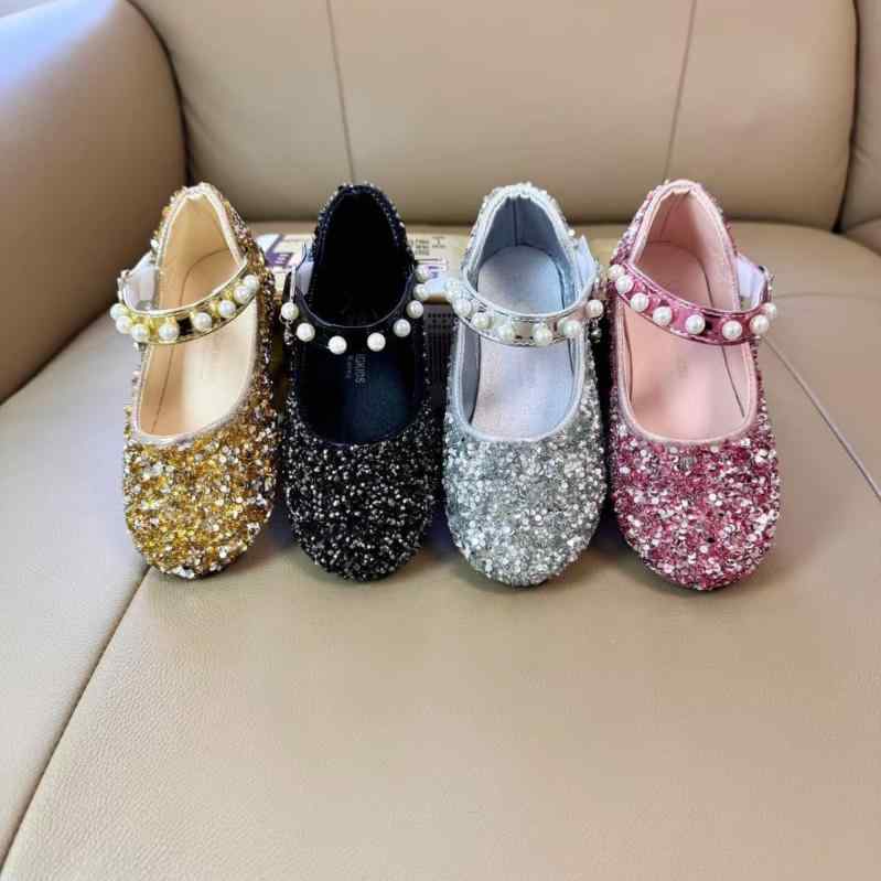 靴 女の子 キッズ プリンセス ぺたんこ靴 ラインストーン キラキラ マジックテープ ソフトソール ゴム底 合成皮革 ドレス フォーマル 発表会 結婚式 入学式 七五三 春秋画像