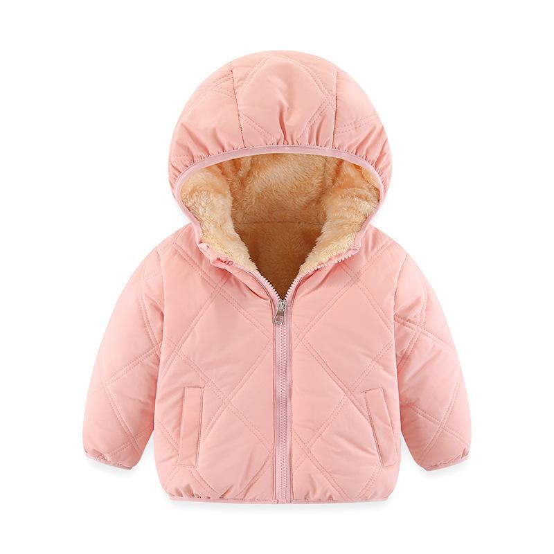 キッズアウター 男女兼用 ベビー 子供服 裏起毛 厚手 あったか 防寒 冬 中綿ジャケット フード付き ポリエステル 韓国風 かわいい 普段使い 通園 通学