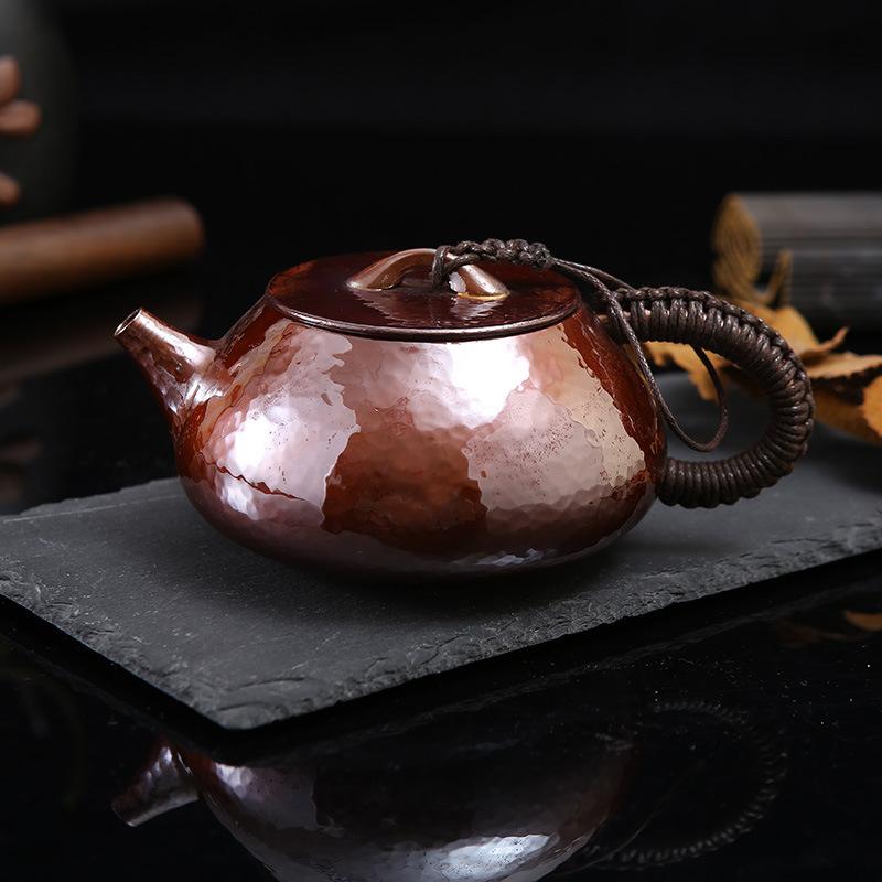 茶壺 石瓢 手作り 朦々たる 銅製 槌目 300ml 熱染めつける 急須 直火相応う 和食器 今めかしい