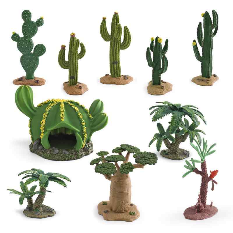 ジオラマ ミニチュア リアルな 人工植物 樹木 サボテン ツリーハウス ソテツ パンの木 模型 箱庭 造景 情景作成 ディスプレイ インテリア オブジェ 置物 PVC製 子供 キッズ向け