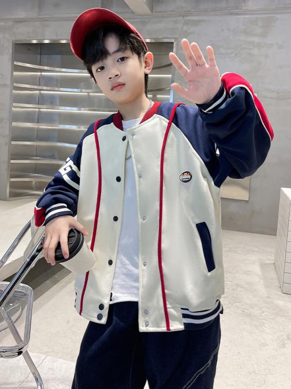 ジャケット キッズ 男の子 春秋 野球服 ベースボールジャケット 切り替えデザイン おしゃれ トレンド 韓国風 英字 スポーツ 綿素材 柔らかい 中大童