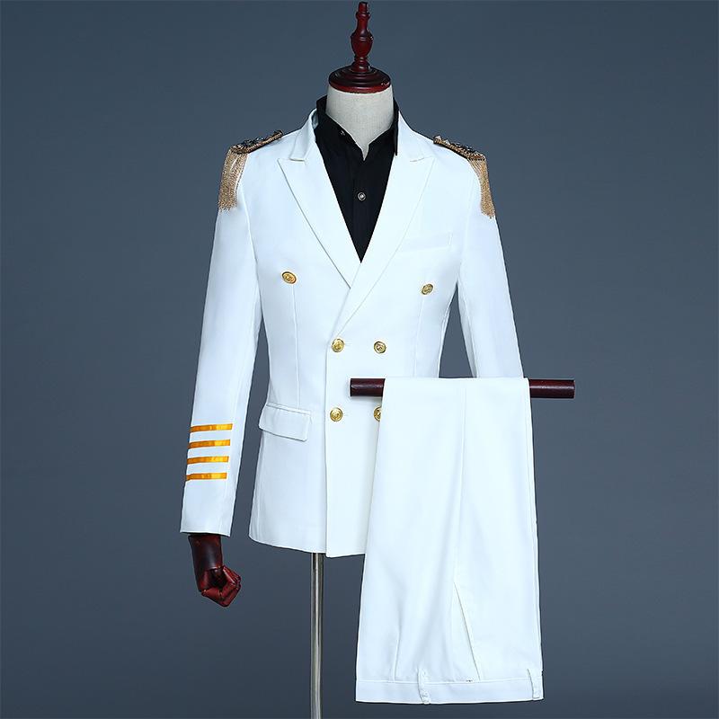 スーツ メンズ 礼服 機長服 双排ボタン ジャケット フリンジ 肩章付き ステージ衣装 舞台演出服 記念撮影 パーティー イベント コスチューム｜モズラボ 7,254円