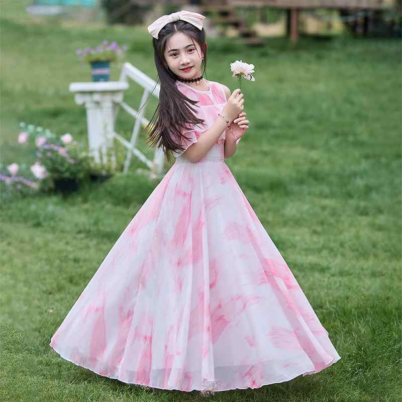 ワンピース 女の子 春夏 シフォン 小花柄 おしゃれ かわいい プリンセス風 ビーチ リゾート キャミソール ノースリーブ オフショルダー 柔らかい肌触り ジュニア