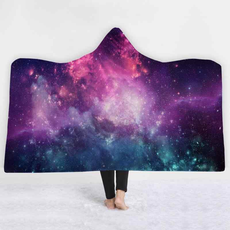 毛布 ブランケット ポンチョ キッズ 子供用 フード付き 星柄 厚手 あったか 保温 防寒 フランネル フリース お昼寝 部屋着 ルームウェア ゆったり 大判 秋冬 ポリエステル マルチカラー