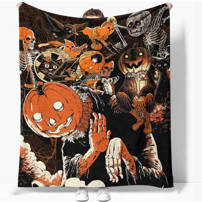 ブランケット ハロウィン デジタルプリント 冷房対策 お昼寝 ひざ掛け ポリエステル製 オールシーズン対応 ソファカバー オフィス 旅行用 柔らか ふわふわ