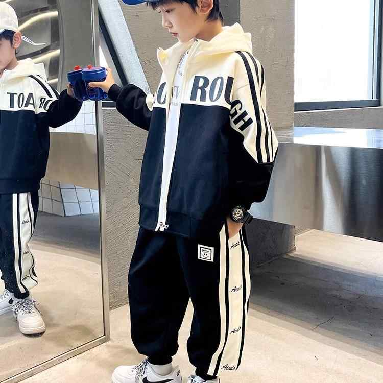 セットアップ 男の子 ジュニア 春秋 スポーツ カジュアル クール スタイリッシュ 長袖 ロングパンツ ジップアップ 柔らか素材 英字プリント 上下セット