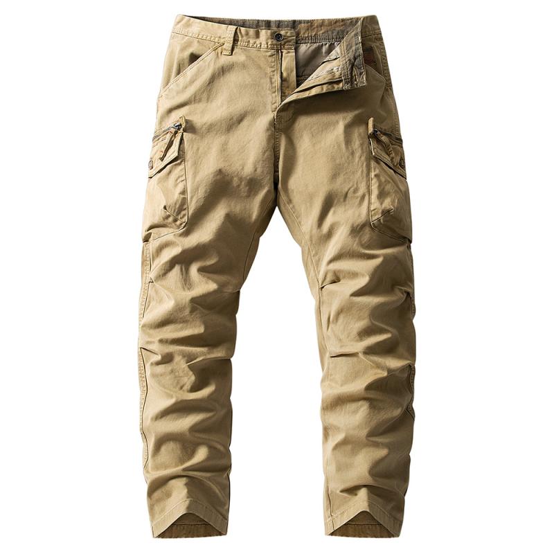 カーゴパンツ メンズ スリム テーパード 微ストレッチ コットン100% 秋冬 日系カジュアル ウォッシュ加工 多ポケット グレー ブラック カーキ グリーン 普段着 部屋着 通勤 通学