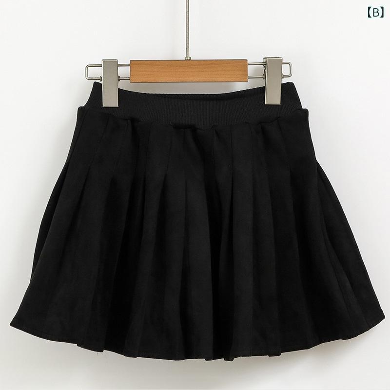 キッズ女の子厚手保温フェイクレイヤードスクール風ニットトップススエード調プリーツスカートセットアップ秋冬通学小学生中学生