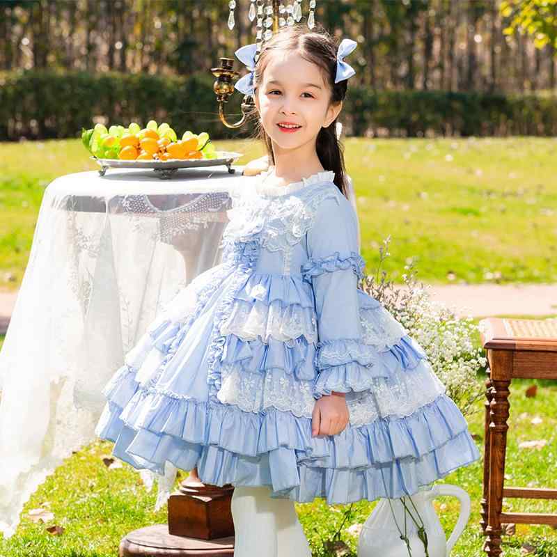ワンピース キッズ 女の子 ロリータ Lolita プリンセスドレス ふわふわ ボリューム感 発表会 結婚式 フォーマル 春物 綿混 セレモニー 高級感