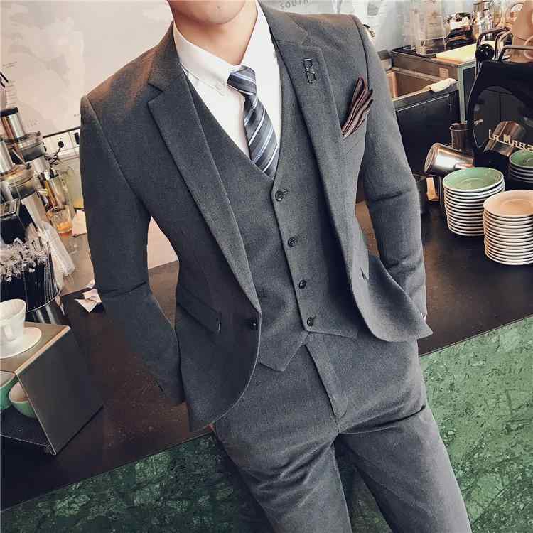 スーツ メンズ 男性用 再生繊維混紡 快適 軽量 スリムフィット 細身 スリーピース セットアップ ビジネス オフィス 通勤 フォーマル 結婚式 披露宴 パーティー 礼服 韓国ファッション スタイリッシュ 春秋