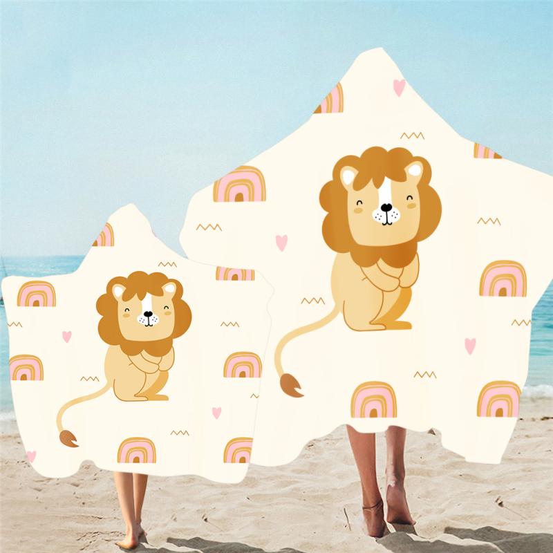 バスタオル ビーチタオル 大人 子供 キッズ メンズ レディース 吸水速乾 マイクロファイバー フード付き ポンチョ カートゥーン ゾウ柄 プール 海水浴 お風呂上り レジャー お着替え
