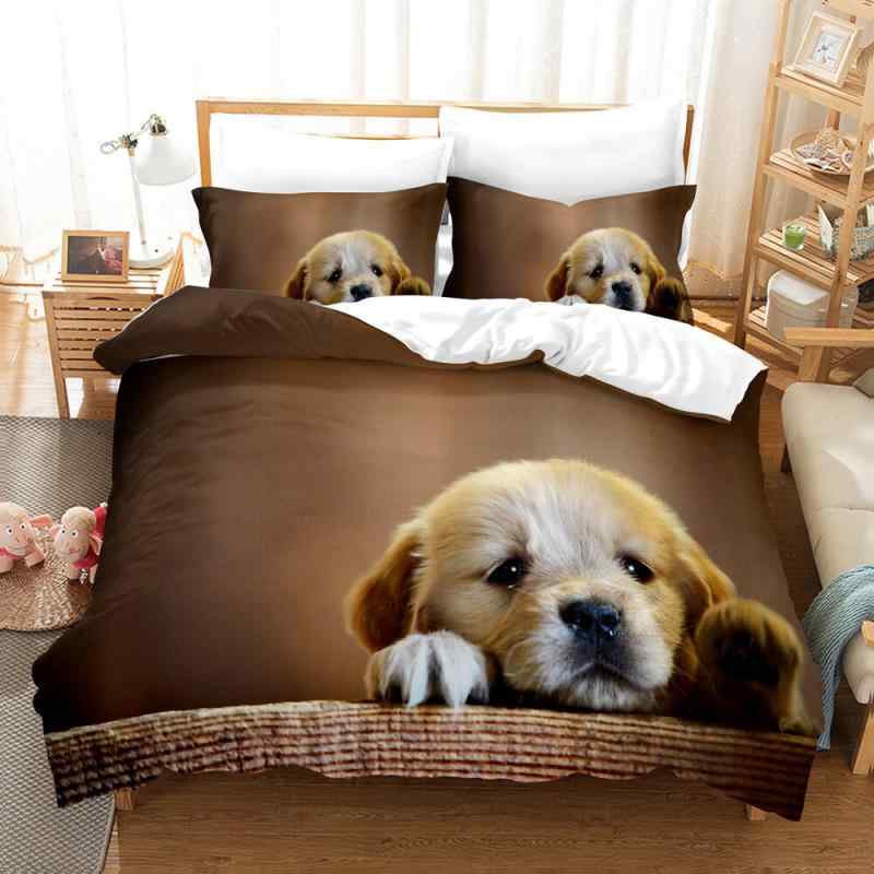 布団カバー 3D 犬柄 アニマル柄 デジタルプリント ポリエステル 寝具3点セット 掛け布団カバー 枕カバー ピローケース シングル ダブル クイーン キングサイズ対応 モダン シンプル おしゃれ ベッド用