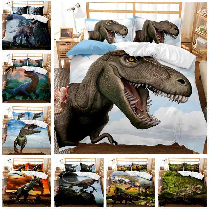 寝具 恐竜柄 T-Rex 3Dデジタルプリント 3点セット 起毛加工 布団カバーセット 速乾 洗える ポリエステル なめらかな肌触り
