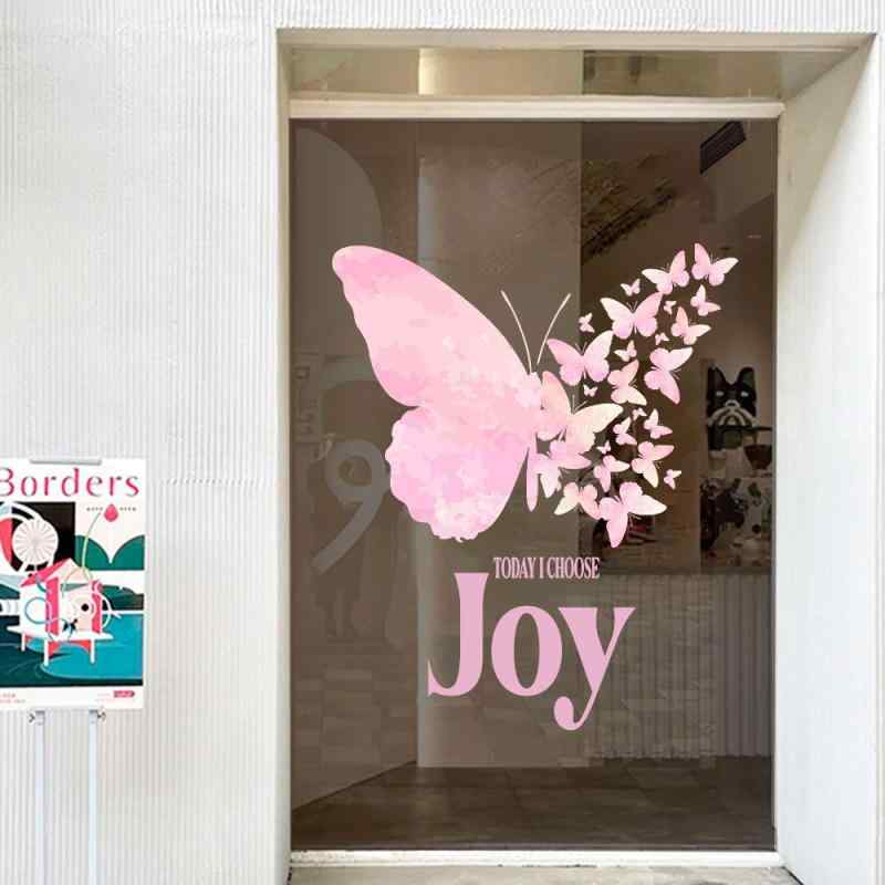 ウォールステッカー かわいい カラフル 蝶 チョウチョ 静電吸着 シール 窓ガラス ドア 店舗用 装飾 おしゃれ インスタ映え PVC素材 透明 壁飾り 貼ってはがせる