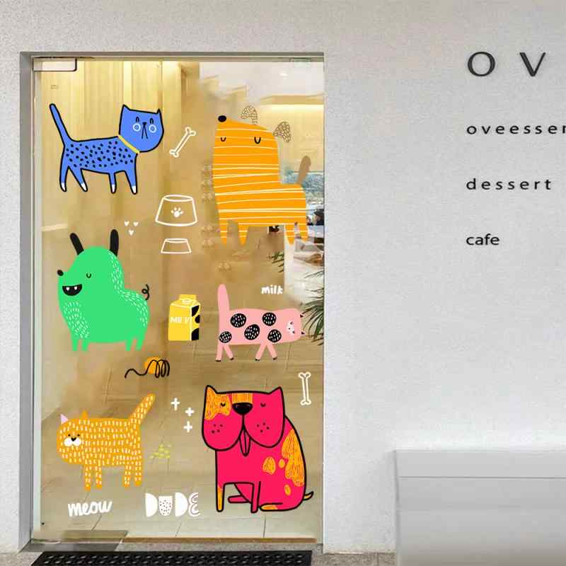 窓用ステッカー 静電吸着 接着剤不要 PVC素材 繰り返し使える 賃貸OK かわいい 小動物 アニマル イラスト 衝突防止 飛び出し防止 おしゃれ インスタ映え 店舗装飾 子供部屋 ドア用 ウォールシール