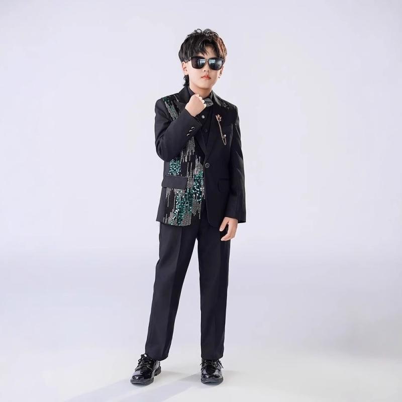 背広 キッズ 御坊っちゃん フォーマル 礼服 告げ知らせる会 掻き鳴らす会 洋琴 進行係り 上演服 ブリティッシュスタイル 窈窕たる 格好のいい 長袖 テーラードジャケット シングル名取り草 ポリエステル 春夏秋冬 オール時季