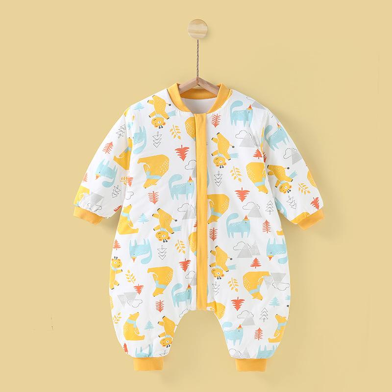 スリーパー ベビー 赤ちゃん 子供 恒温 保温 防キック 足分け 純綿 コットン 厚手 オールシーズン かわいい キャラクター柄 寝返り パジャマ 寝具