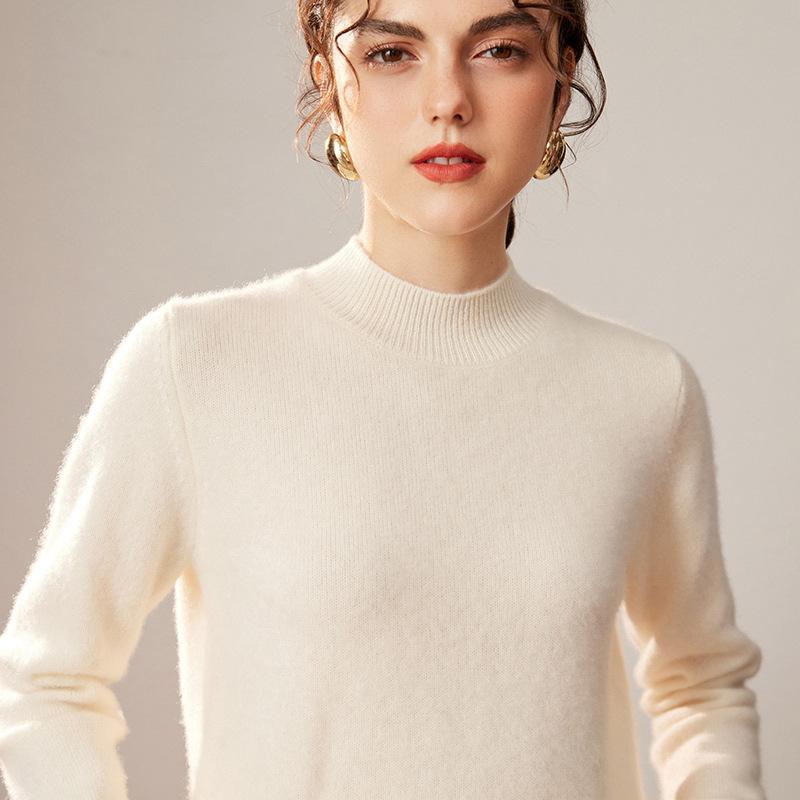 ニット セーター レディース 女性用 100% 純カシミヤ 保温 防寒 厚手 暖かい 上品 高級感 ハーフネック 長袖 プルオーバー 無地 通勤 大人 秋冬 インナー 重ね着 13,669円