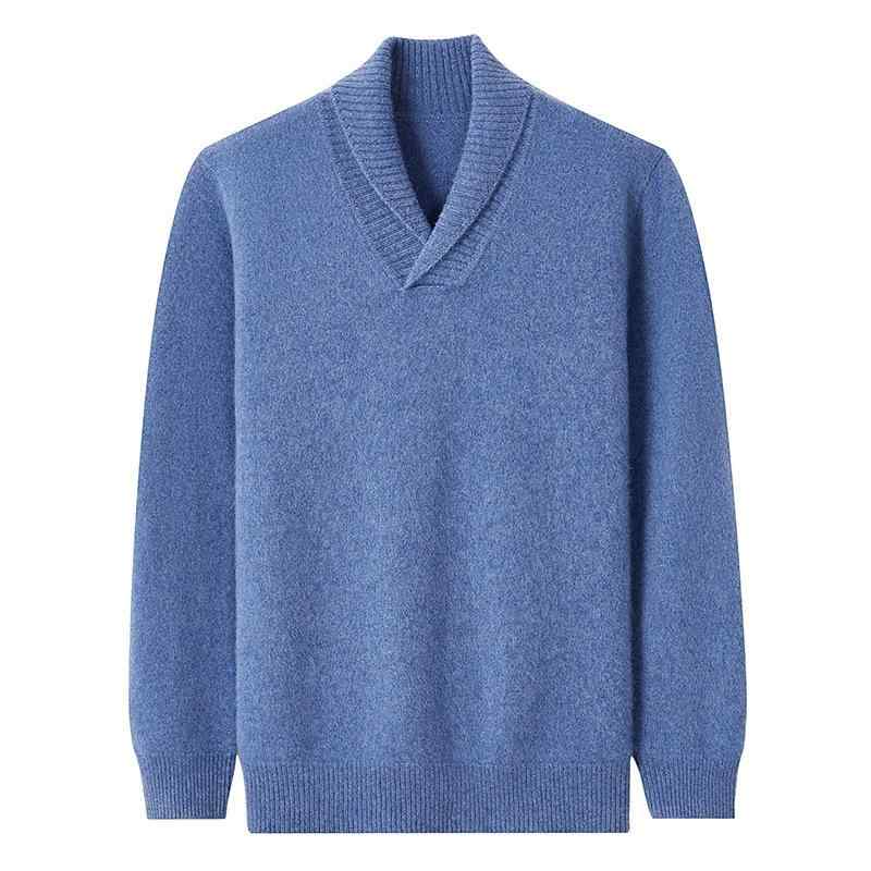 セーター メンズ 100% 純カシミヤ 秋冬 ショールカラー 厚手 長袖 プルオーバー 無地 シワになりにくい お手入れ簡単 カジュアル 普段使い ゆったり 大きいサイズ
