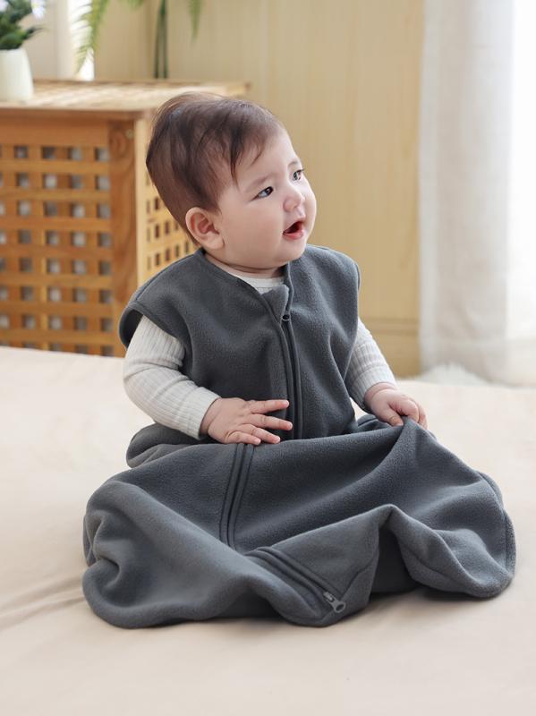 スリーピングバッグ ベビー 乳幼児 赤ちゃん フリース ベスト型 ロンパース型 吸湿速乾 温度調整 冷房対策 綿100% A類安全基準 袖なし 洗濯可能 春夏秋 寝袋|モズラボ