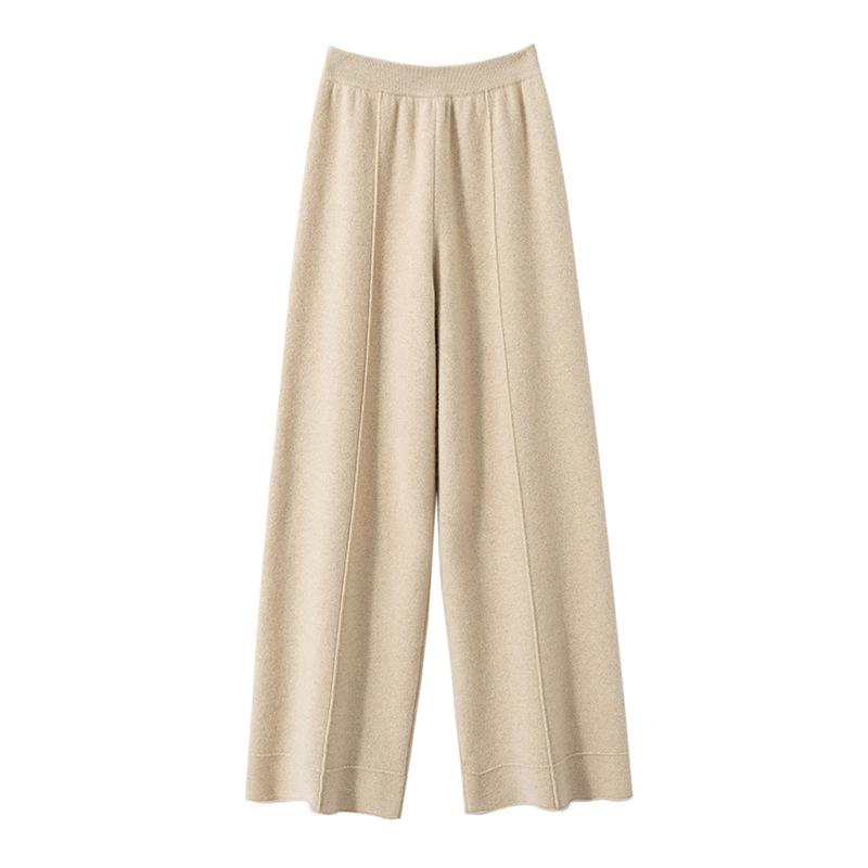ワイドパンツ レディース 100%カシミヤ 厚手 暖かい ニットパンツ ゆったり ロング丈 ミドルウエスト 高ストレッチ 通勤 ルームウェア カジュアル 上品 秋冬