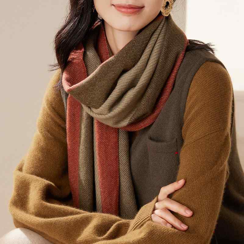 ショール レディース 100%純山羊カシミヤ 保温 防寒 秋冬 ストライプ フリンジ 大判 上品 エレガント カジュアルスタイル｜モズラボ