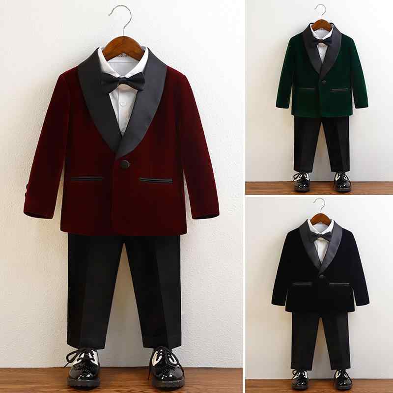 男の子スーツ セットアップ 礼服 フォーマル 英国風 ブリティッシュスタイル 結婚式 発表会 リングボーイ 入学式 卒園式 七五三 誕生日 イベント キッズ ジュニア 幼児 春秋 ワインレッド ブラック ダークグリーン ロイヤルブルー