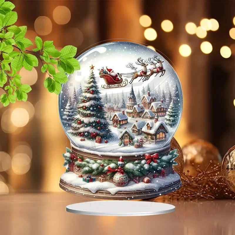 楽天市場】置物 アクリル製 スノードーム 卓上スタンド 工芸品
