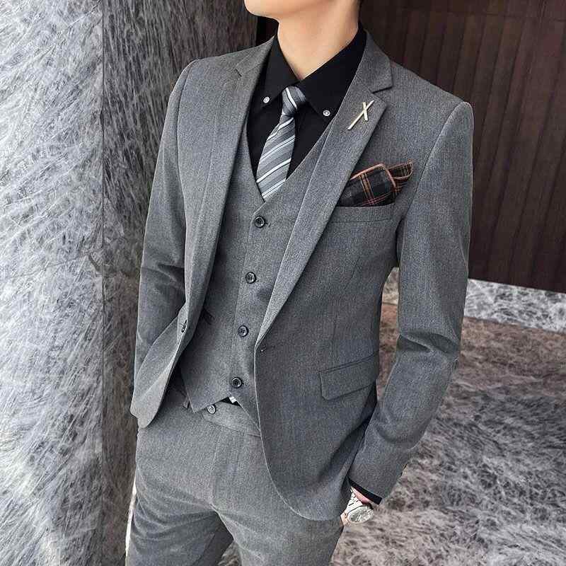 スーツ メンズ スリーピース セットアップ スリムフィット 高級感 ビジネス カジュアル 結婚式 新郎 フォーマル 礼服 通勤 秋冬 韓国ファッション コーデュロイ ステージ衣装