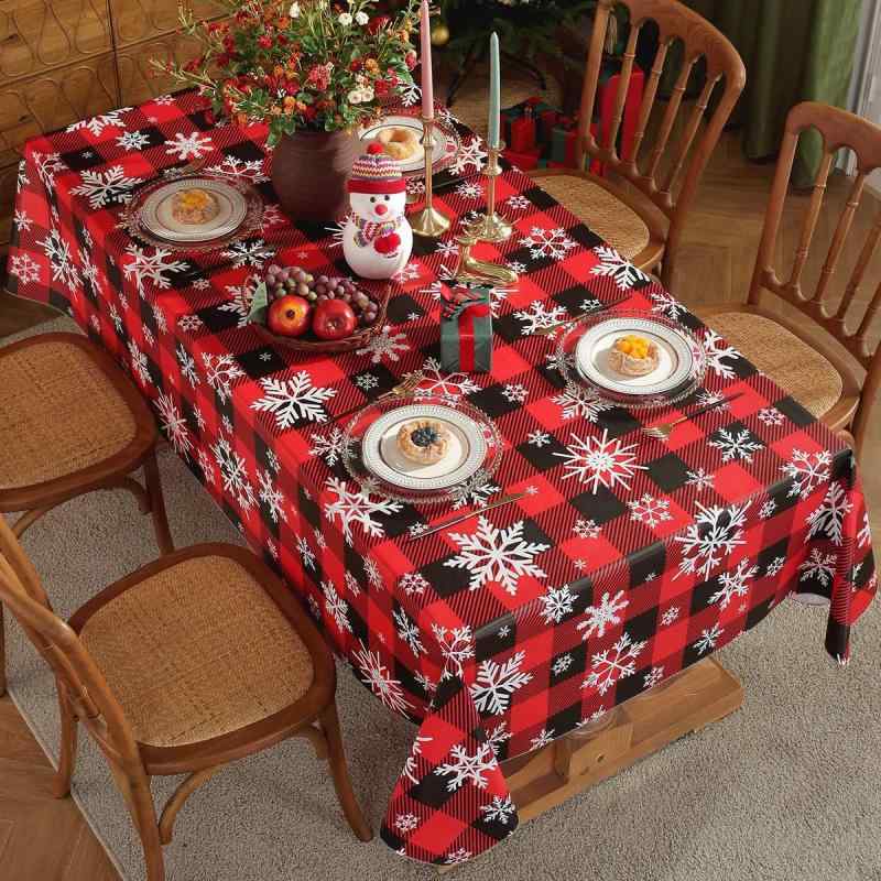 テーブルクロス クリスマス パーティー 食卓 リビング ダイニング デコレーション スクエア 防水 撥水 防油 洗える プリント柄 上質 ポリエステル製 おしゃれ