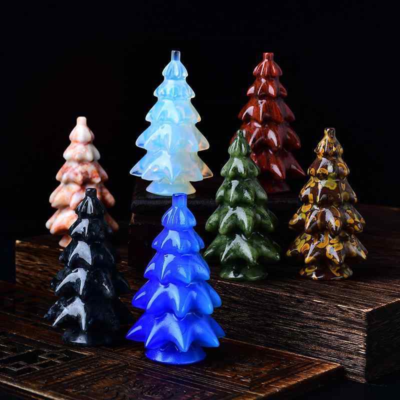 置物 天然水晶原石 クリスマスツリー 白水晶 オブジェ リビング オフィス 卓上 インテリア飾り モダン シンプル クリスマスギフト
