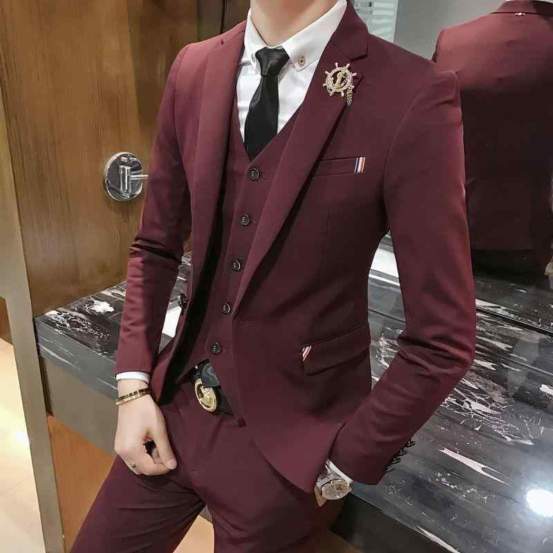 スーツ メンズ スリーピース セットアップ スリムフィット 細身 韓国ファッション ビジネス フォーマル 礼服 結婚式 披露宴 二次会 パーティー 新郎 介添人 男性用 7,716円