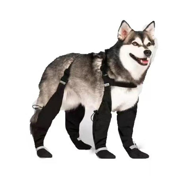 犬用シューズ 犬の靴 防水 汚れ防止 滑り止め 耐摩耗 脱げにくい 伸縮性バンド 反射材 足保護 ポリエステル製 小型犬 中型犬 大型犬 カジュアル ブラック