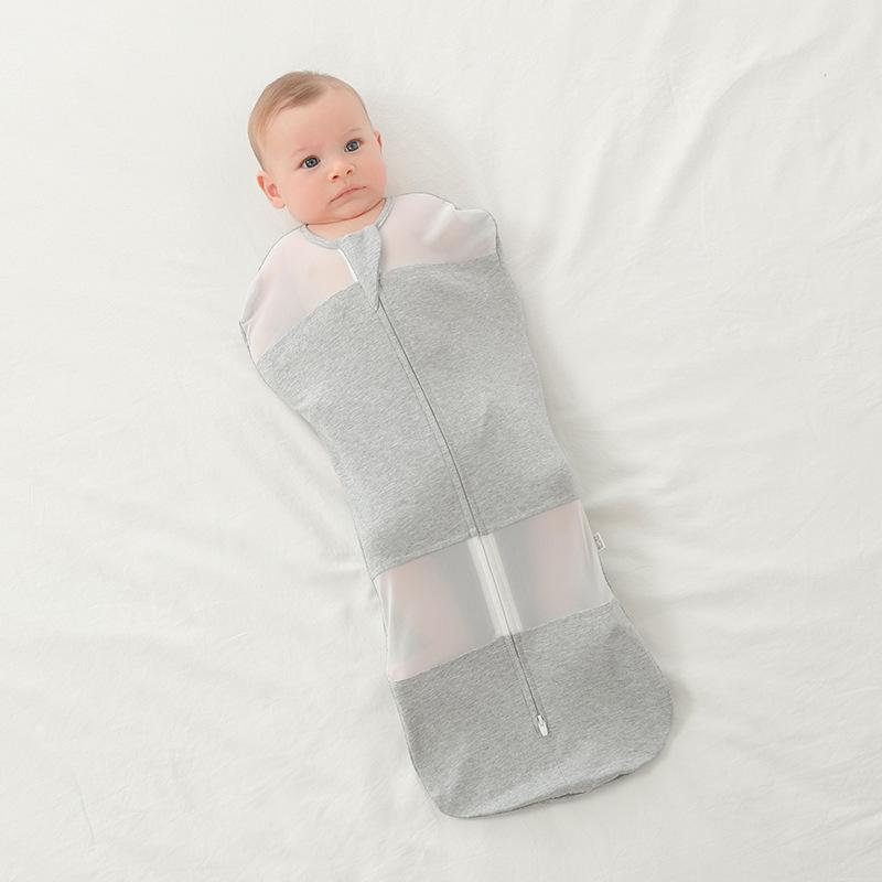 ベビー寝袋 新生児 赤ちゃん おくるみ スリーパー 抱っこ布団 繭型 ビクつき防止 通気性 吸湿性 メッシュ 綿100% やわらか 肌に優しい 春夏秋 出産祝い 外出用 無地