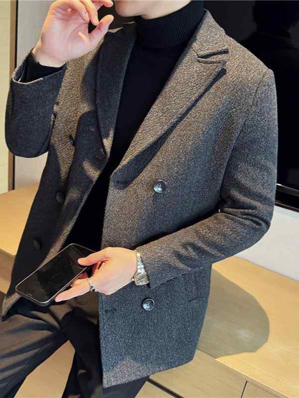 厚地の外套 メンズ 成人男性 秋冬 朦々たる 中綿入り口・入口 ダブル名取り草 テーラードカラー か細い相応う 商行為 通い 執務室 心地好い 羊毛 メルトンアウター 無地